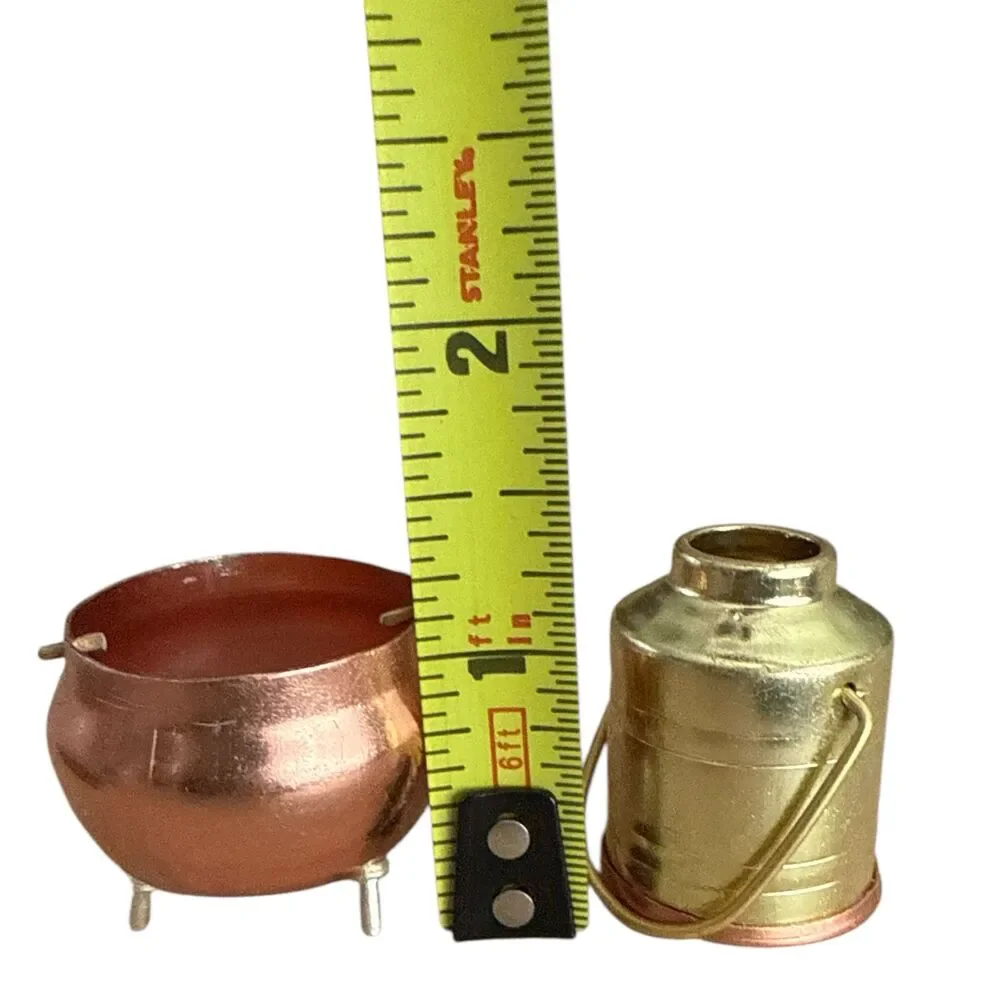 Vintage Dollhouse Mini Farm Tools & Copper Pots Lot – 2–7